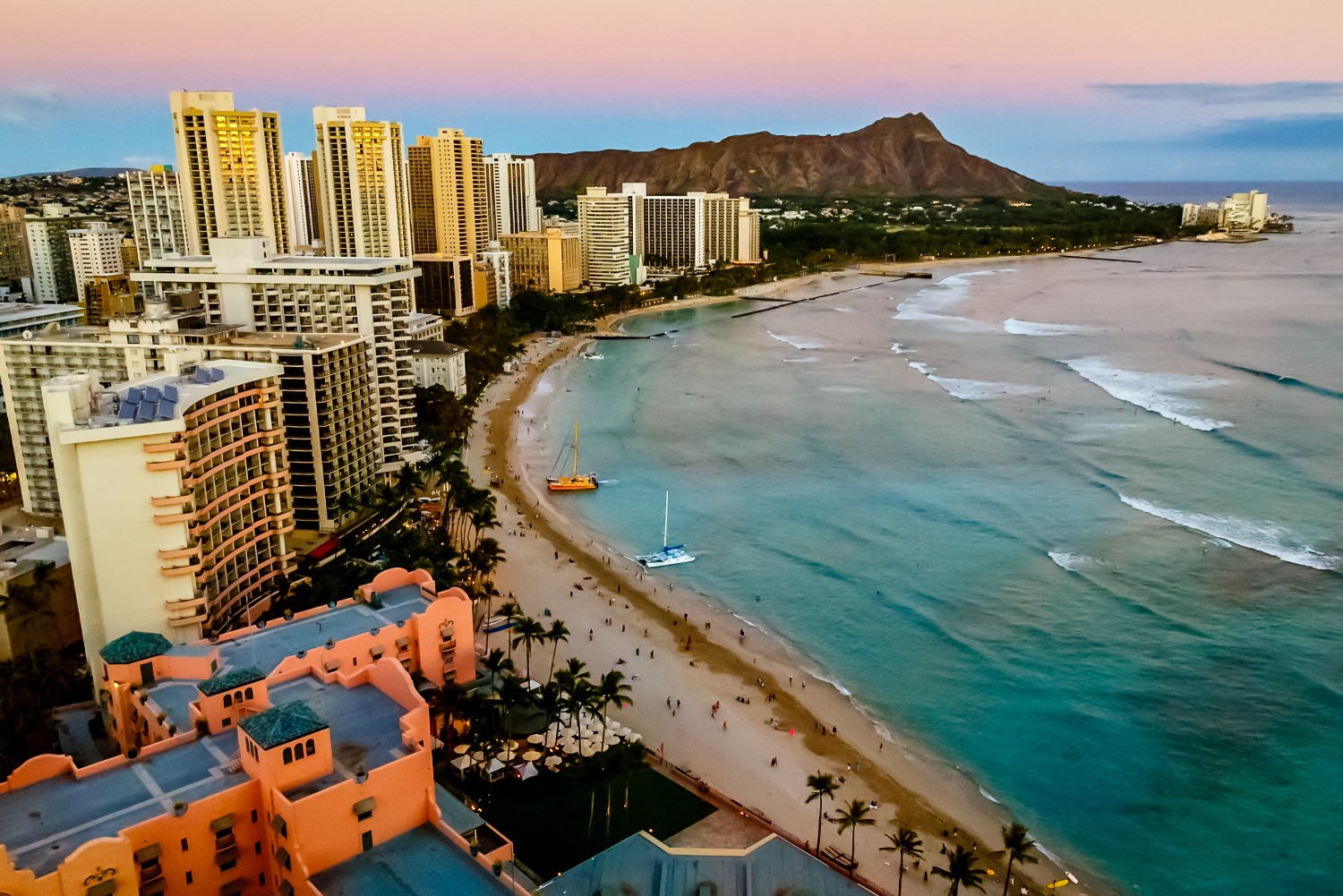 View of Diamond Head Hawaii and Waikiki Beach